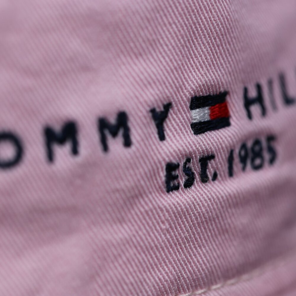 NWT Tommy Hilfiger Embroidered TH Logo Bucket Hat Pink 100% Cotton S/M, L/XL - Picture 2 of 3